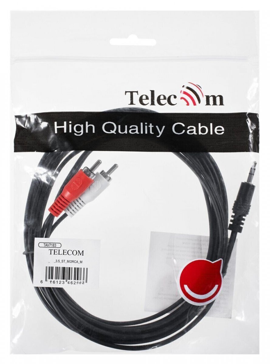 Кабель соединительный Telecom 3.5 Jack (M) - 2xRCA (M), стерео, аудио, 5м