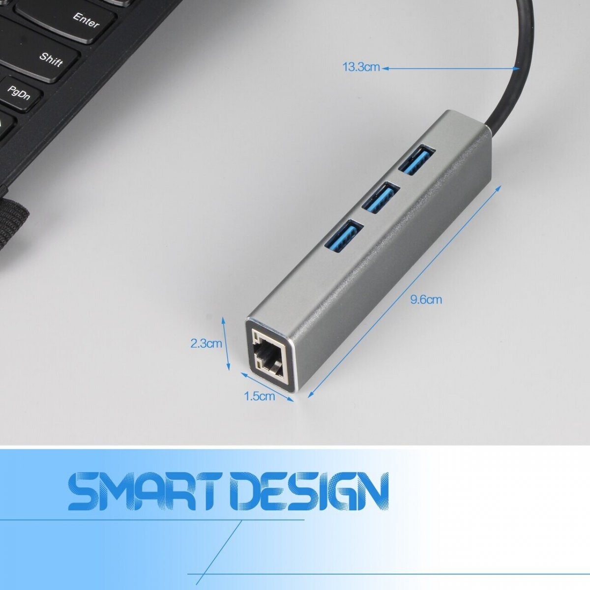 Кабель-концентратор USB 3.1 Type-Cm --> RJ-45+3port USB3.0(f)  Aluminum Shell VCOM <DH311A>