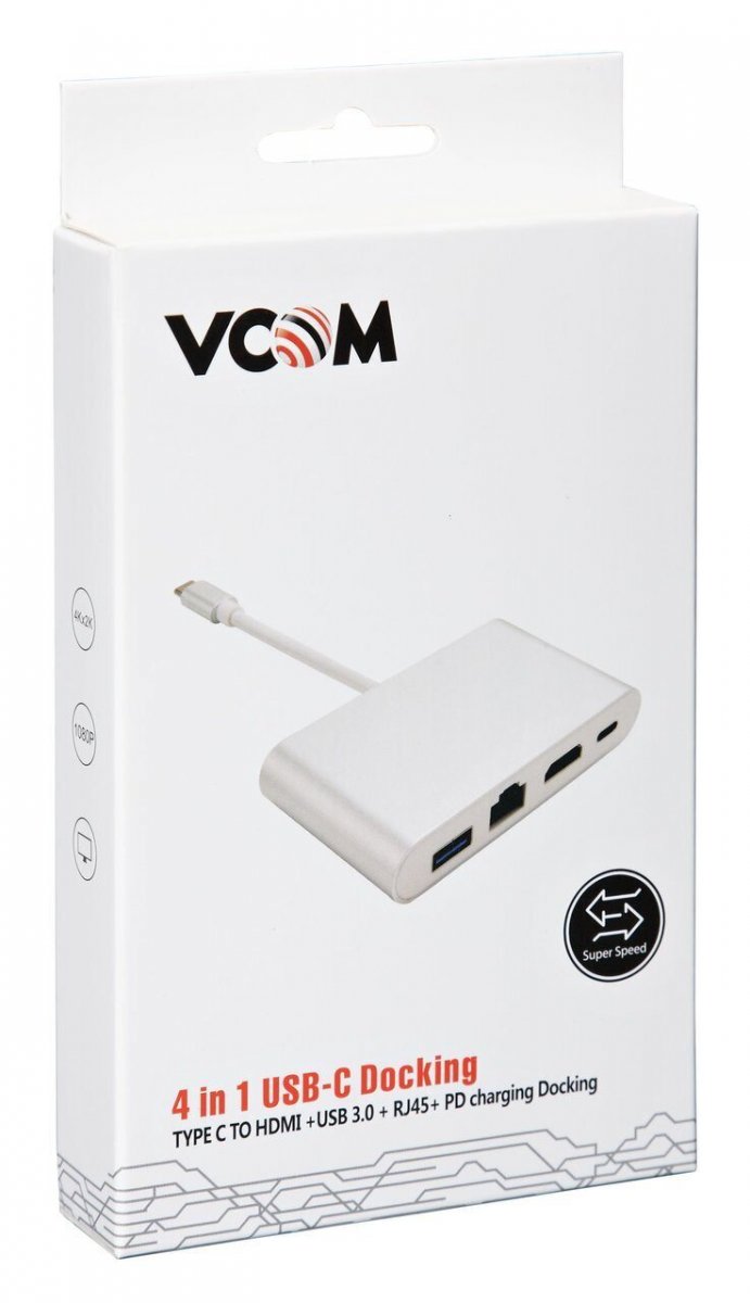 Кабель-адаптер USB3.1 Type-Cm to HDMI+USB3.0+RJ45+PD charging  VCOM <CU455>