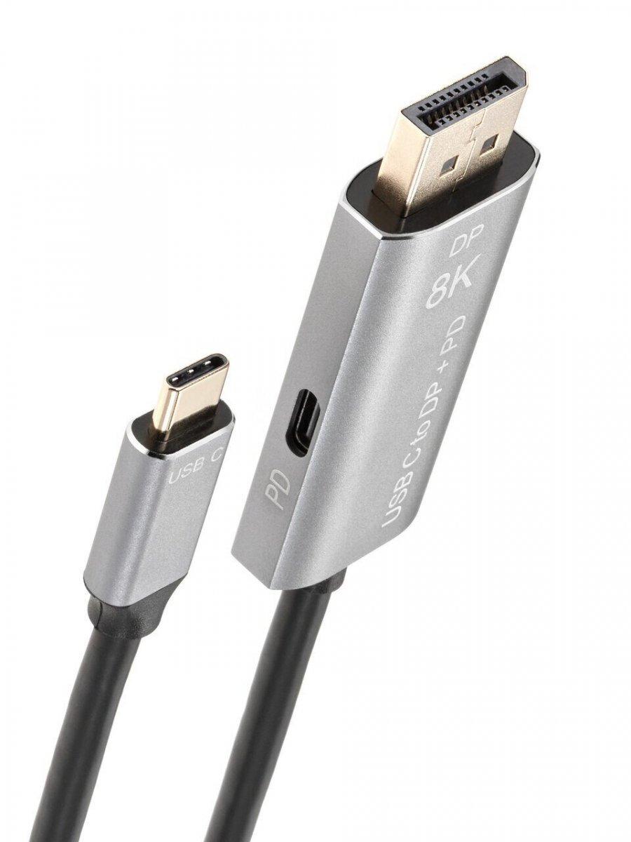 Кабель-адаптер USB Type-Cm --> DP1.4v (m) 8K@60Hz, PD 100W,1.8m , Alum Shell,VCOM <CU480MCPD-1.8M>