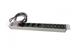 Блок розеток Rem-10 с выкл., 4 Sсhuko, 6 IEC 60320 C13, 10 A, алюм., шнур 1,8 м. IEC 60320 C14