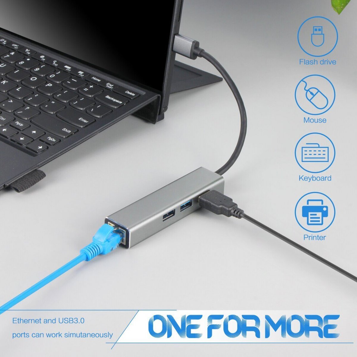 Кабель-концентратор USB 3.1 Type-Cm --> RJ-45+3port USB3.0(f)  Aluminum Shell VCOM <DH311A>