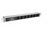 Блок розеток Rem-10 без шнура с фильтром и индикатором, 7 Sсhuko, вход IEC 60320 C14, 10A, алюм.