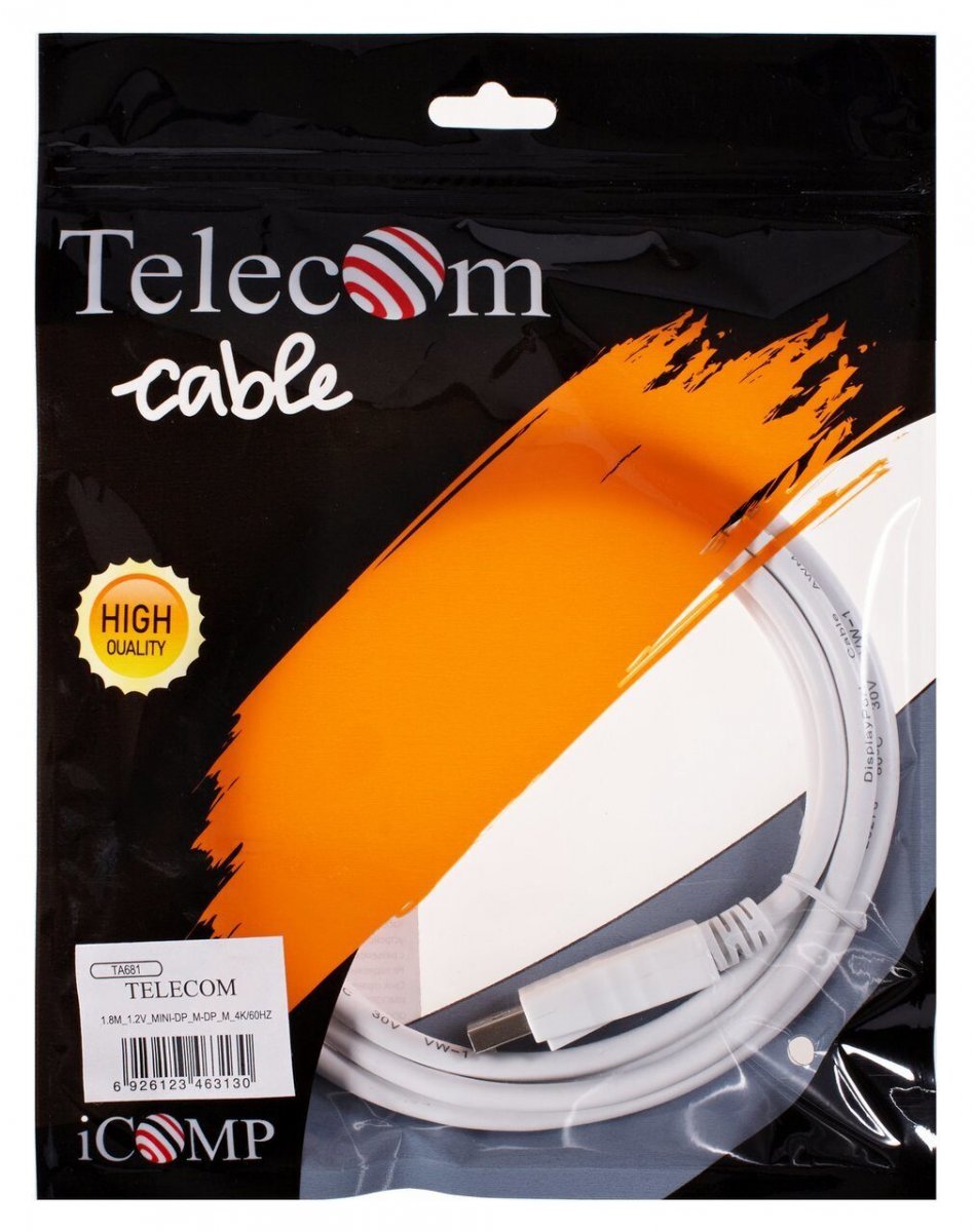Кабель  Mini DP M <--> DP M  4K*60Hz 1.2V  1,8м Telecom (TA681-1.8M)