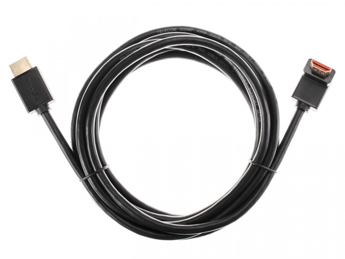 Кабель HDMI---HDMI ver 2.0 угловой коннектор 90град  3м,Telecom <TCG225-3M>