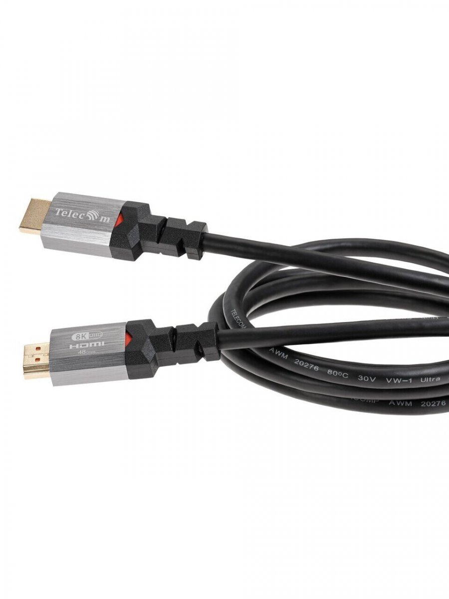 Кабель HDMI 19M/M,ver. 2.1, 8K@60 Hz 1m метал разъемы, Telecom <TCG365-1M>