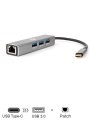 Кабель-концентратор USB 3.1 Type-Cm --> RJ-45+3port USB3.0(f)  Aluminum Shell VCOM <DH311A>