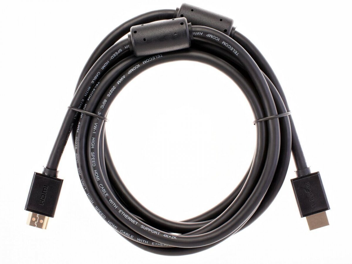 Кабель HDMI-19M --- HDMI-19M ver 2.0+3D/Ethernet ,3m, 2 фильтраTelecom <TCG215F-3M>
