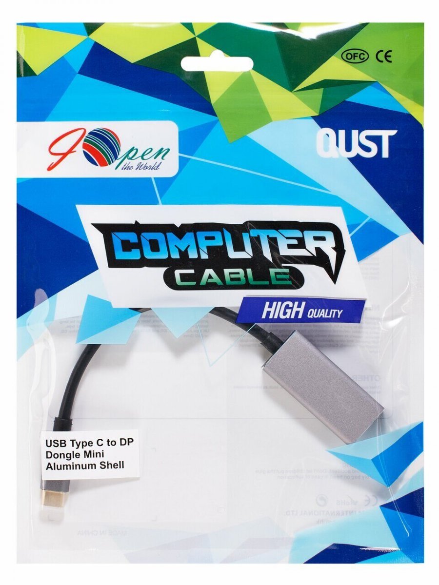 Aдаптер USB 3.1 Type-Cm --> DP(f) 4K@60Hz, Alum Shell, iOpen (Aopen/Qust) <ACU422MB>