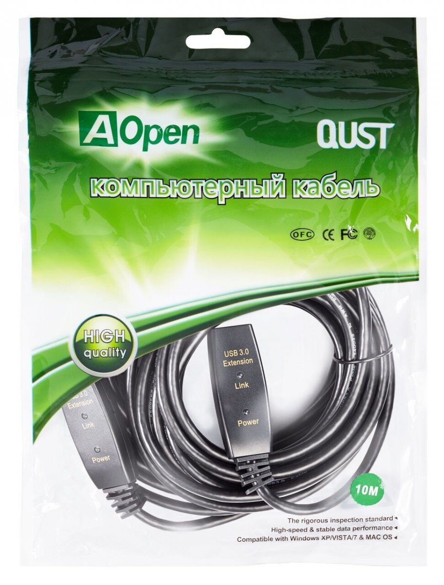 Кабель-адаптер USB3.0-repeater, удлинительный активный <Am-->Af> 10м iOpen (Aopen/Qust)<ACU827A-10M>