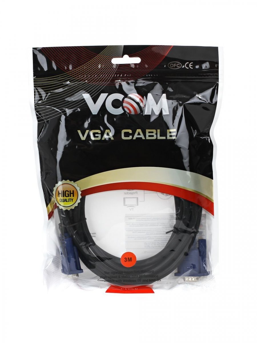 Кабель монитор-SVGA card (15M-15M) 3.0м 2 фильтра VCOM