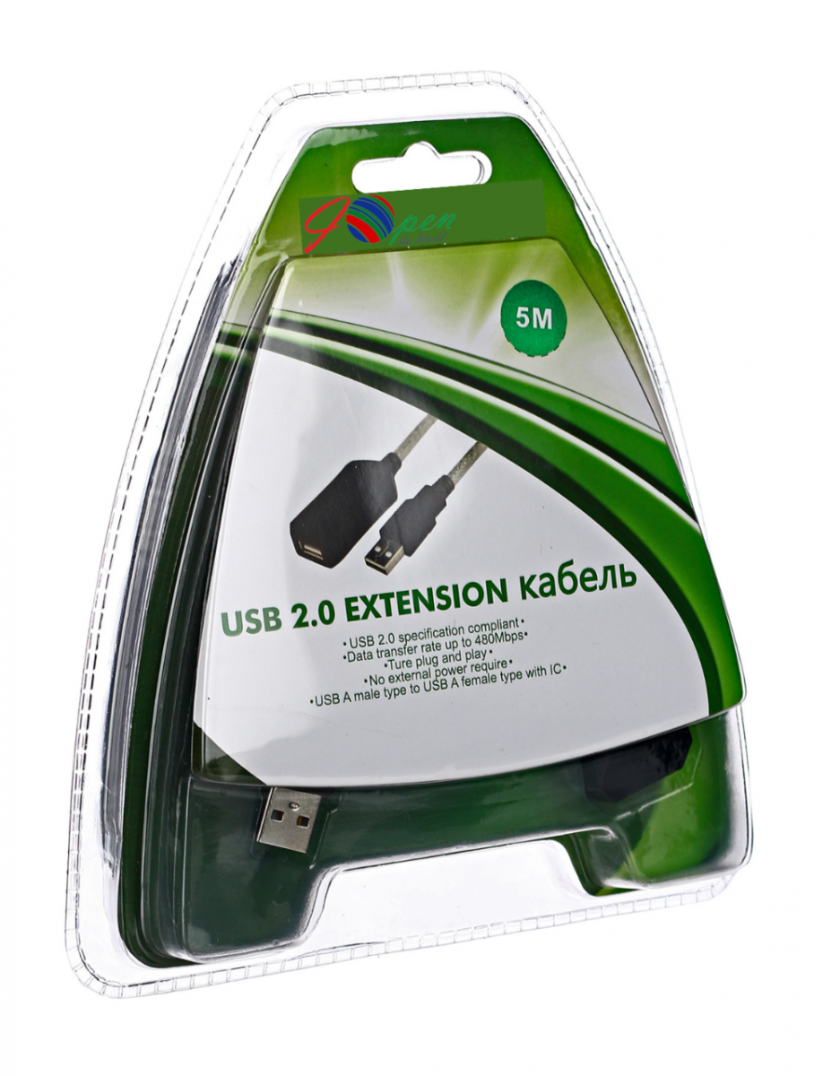 Кабель-адаптер USB2.0-repeater, удлинительный активный <Am-->Af> 5м iOpen (Aopen/Qust) <ACU823-5M>
