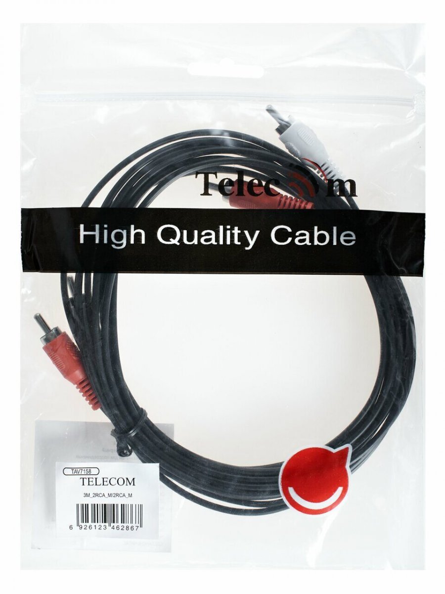 Кабель соединительный RCA (M) - RCA (M) черный 3m, Telecom