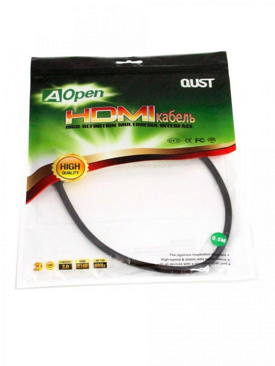 Кабель HDMI 19M/M ver 2.0, 0.5М  iOpen (Aopen/Qust) <ACG711-0.5M>