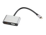 Кабель-концентратор USB3.1 TypeCm -->HDMI+USB3.0+PD+VGA Alum Grey 4K@30Hz, Telecom<TUC055>