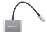 Кабель-концентратор USB3.1 TypeCm -->HDMI+USB3.0+PD+VGA Alum Grey 4K@30Hz, Telecom<TUC055>
