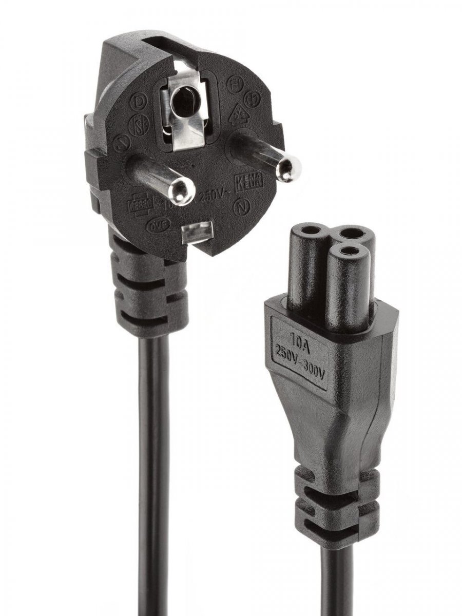 Кабель питания ноутбук 3-pin (угловая Евровилка) 3G*0.5mm2 1.8м, iOpen (Aopen/Qust) <ACE022-1.8M>