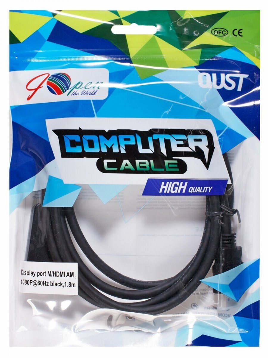 Кабель-переходник DisplayPort M-> HDMI M 1.8m iOpen (Aopen/Qust) <ACG494-1.8M>