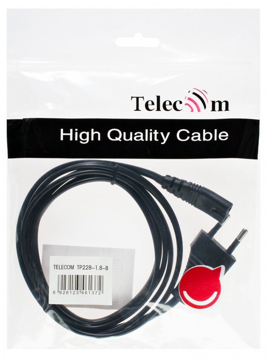 Кабель для аудио-видео техники IEC-320-C7--розетка 220V, 2-pin, 1.8м , черный